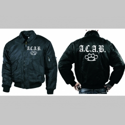 A.C.A.B.  BOXER  - čierna zimná letecká bunda BOMBER s límcom, typ CWU Winter Jacket z pevného materiálu s masívnym zipsom na zapínanie 100%nylón, čiastočne vodeodolná